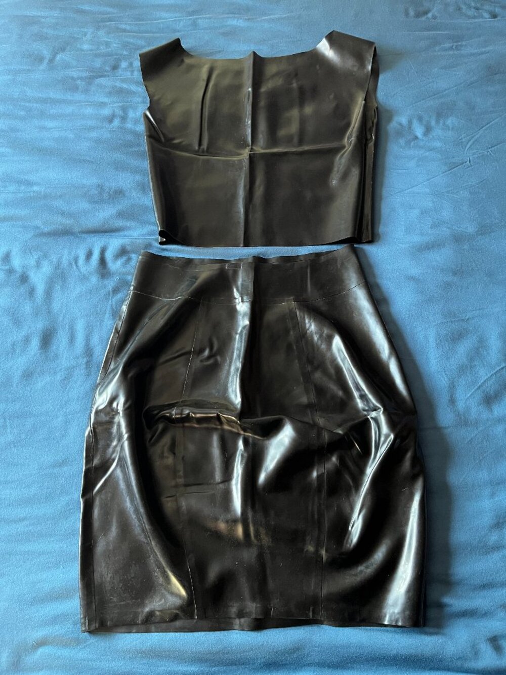 Latex Top and Skirt Set by Tricky Vikki Sz Medium